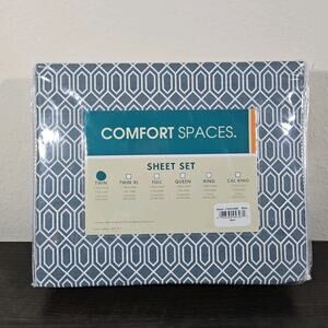 Comfort Spaces Cotton 3 Piece Sheet Set Plaid Diamond Blue Twin